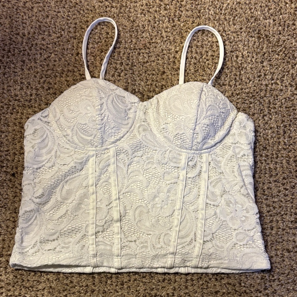 No Boundaries White Lace Crop Top
